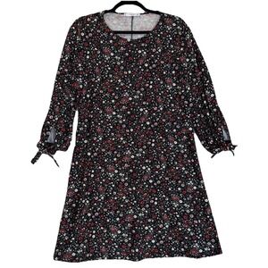 Mango Basics Dress Women's Small Black Floral Dark Cottagecore Feminine Romantic